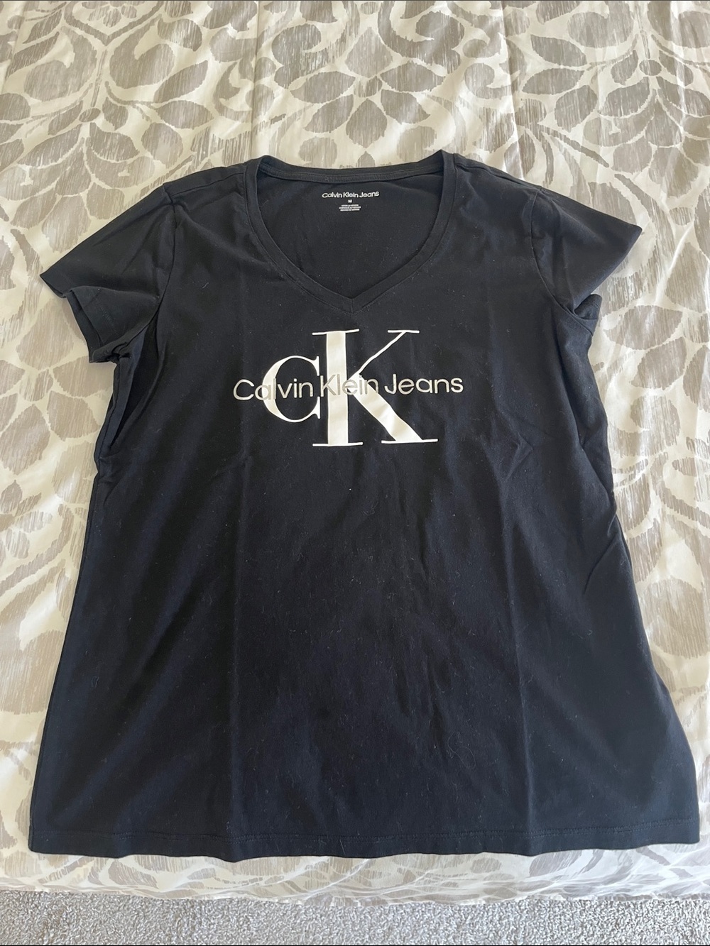 Calvin Klein Jeans Black V-Neck Logo Tee